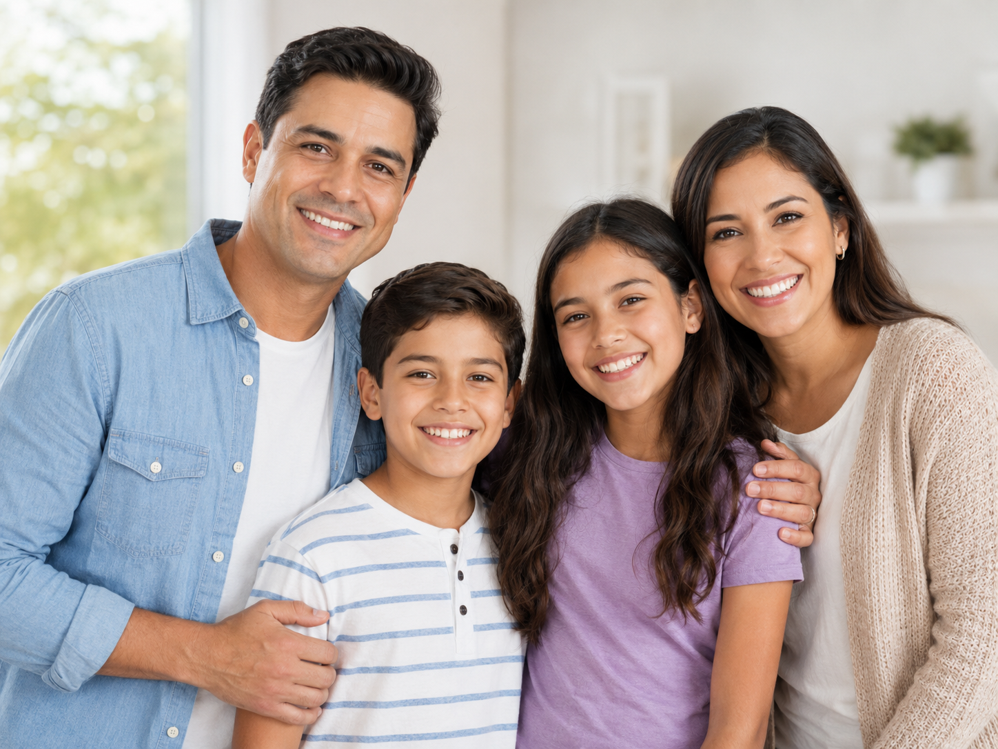 Family with Blue Cross health coverage